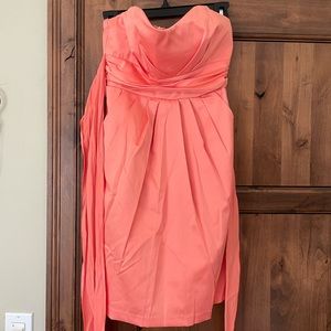 Coral strapless cocktail dress
